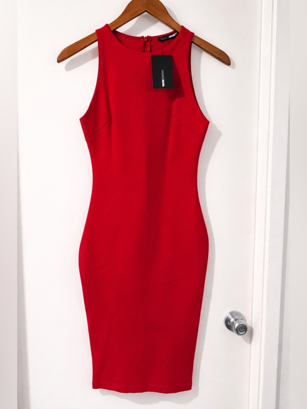 Fashion Nova Red Bodycon Midi Dress Sleeveless NWT Size S Date Night/Party